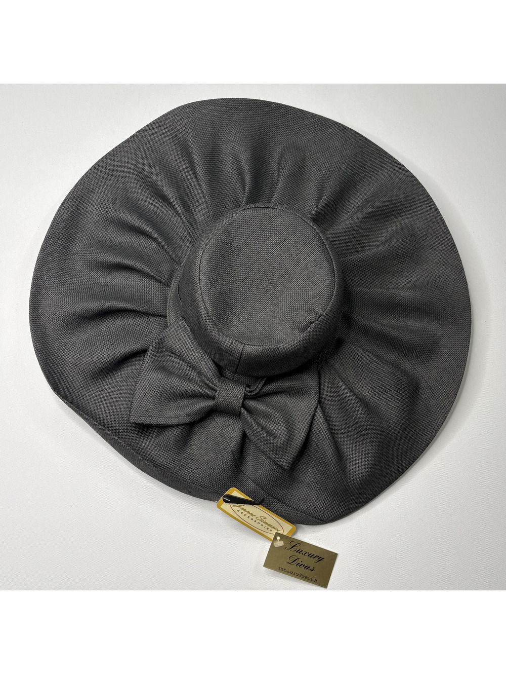 Vintage Luxury Divas Black Wide Brim Sun Hat Bow Whimsigoth